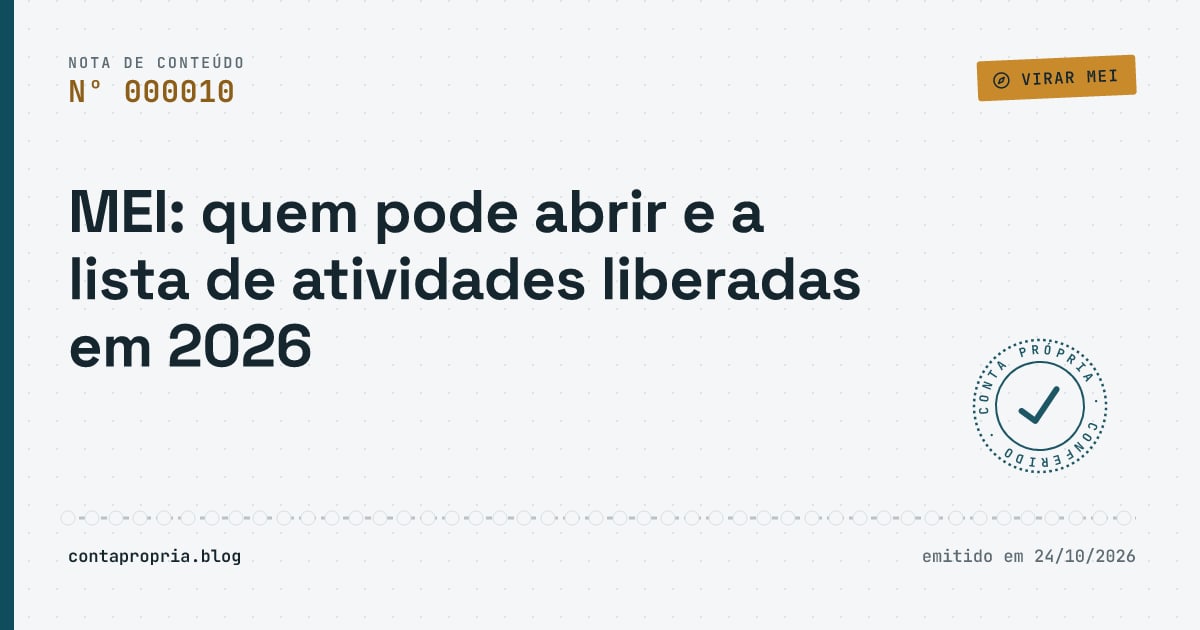 MEI: quem pode abrir e a lista de atividades liberadas em 2026